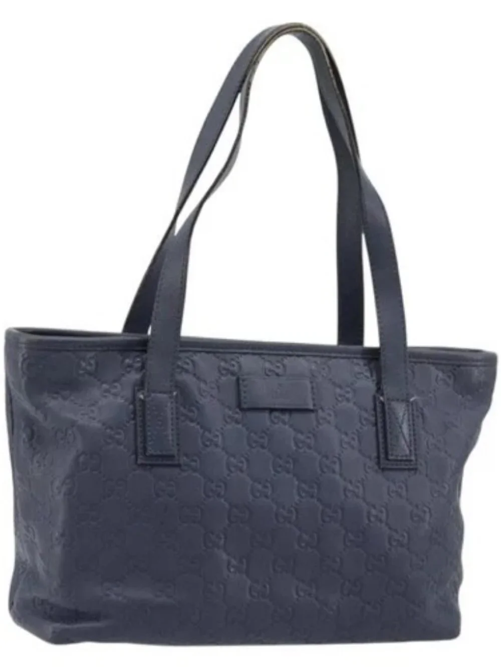 GUCCI GG Canvas Guccissima Tote Bag Leather Navy Gold 211138 Auth 180831